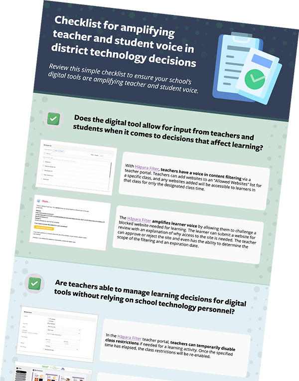 Checklist for amplifying teacher and student voice in district technology decisions