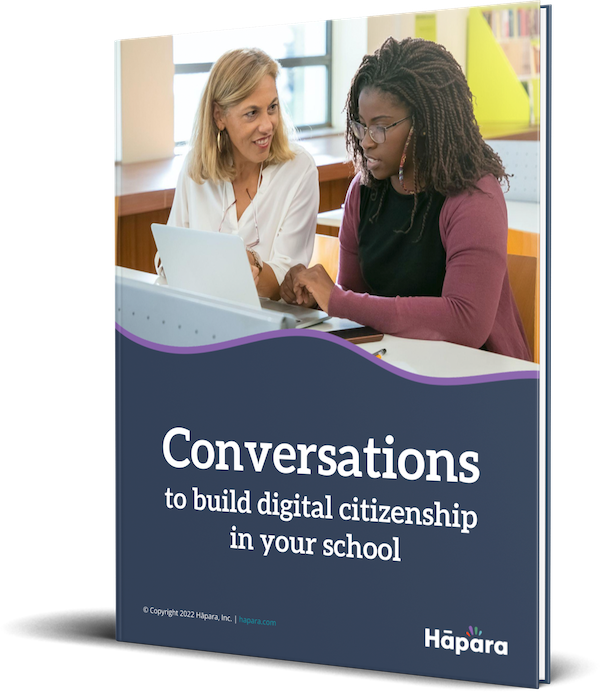 Digital citizenship conversation strategies ebook 8.5 x 11 hardcover mockup