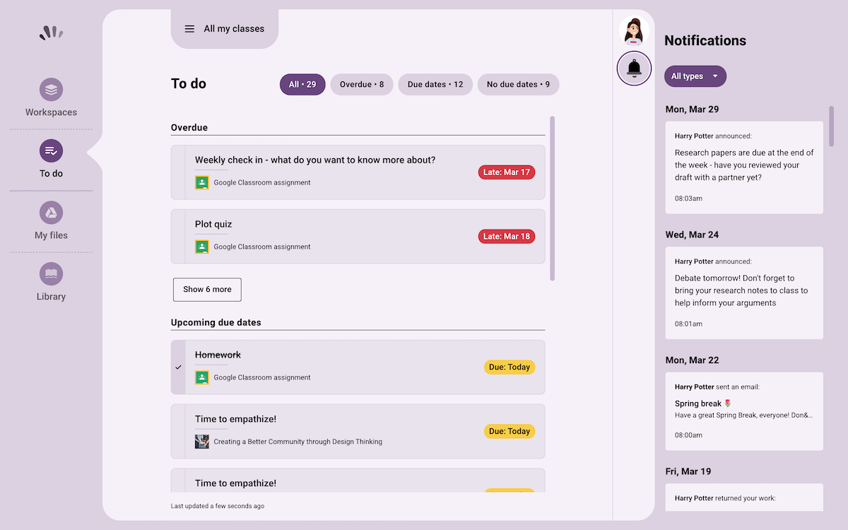 Student Dashboard with Digital Backpack Student Dashboard with Digital Backpack